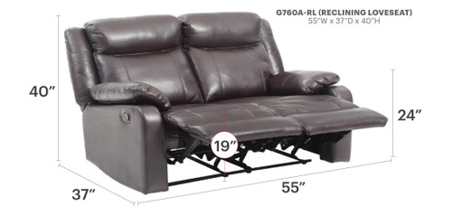 Double Reclining Love Seat - Dark Brown