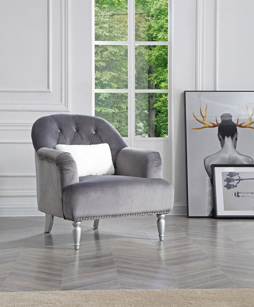 Elegant Traditional Armchair - Gray