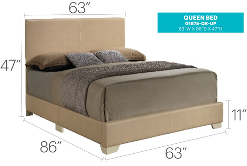 Queen Bed For Relaxed Spaces Casual - Beige