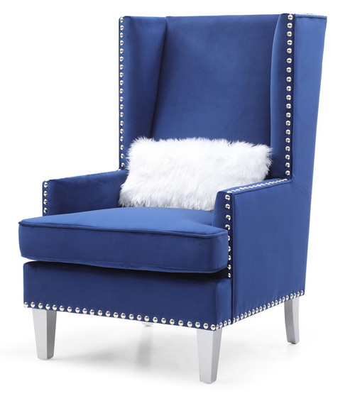 Elegant Lounge Chair With Square Arms - Blue