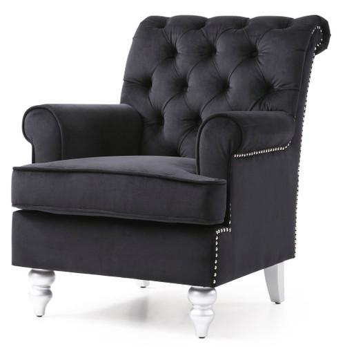 Elegant Round Arm Traditional Chair - Black