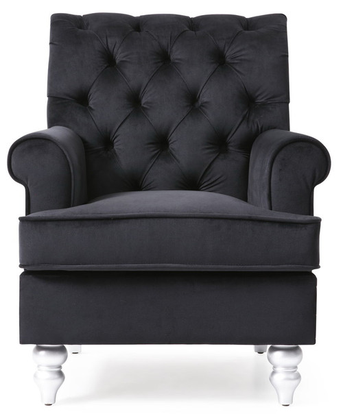 Elegant Round Arm Traditional Chair - Black