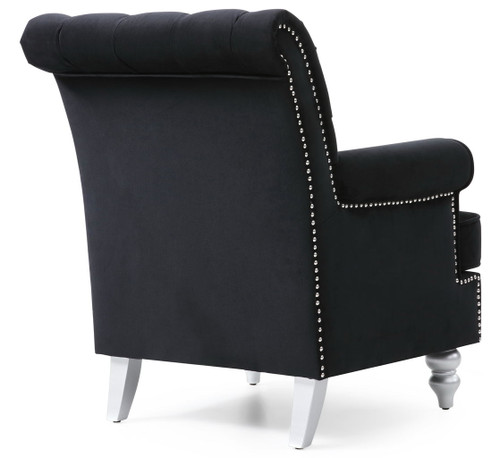 Elegant Round Arm Traditional Chair - Black