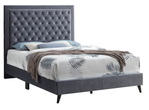 Queen Bed Classic Design - Gray