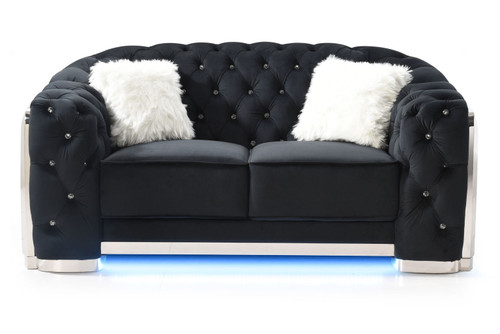 Loveseat With Flared Arms - Black