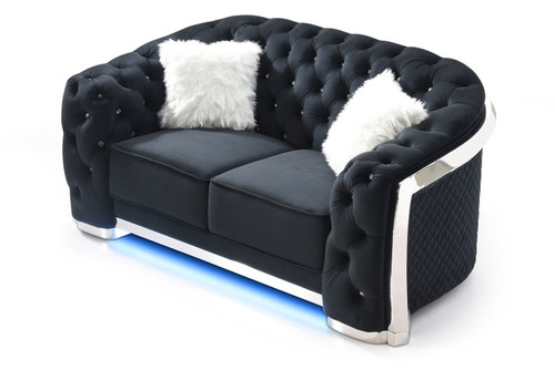 Loveseat With Flared Arms - Black