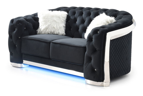Loveseat With Flared Arms - Black