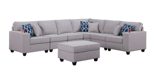 Cooper - 7 Piece Reversible L-Shape Sectional Sofa & Comfort Ottoman And Cupholder - Light Gray