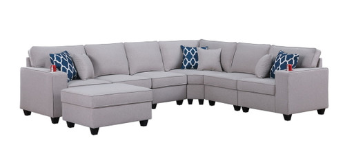 Cooper - 7 Piece Reversible L-Shape Sectional Sofa & Comfort Ottoman And Cupholder - Light Gray