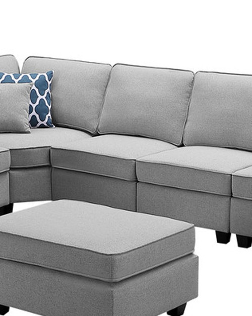 Casanova - 7 Piece Modular L-Shape Sectional Sofa With Ottoman - Light Gray