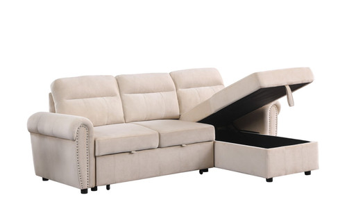Ashton - Reversible Sleeper Sectional Sofa Chaise - Beige