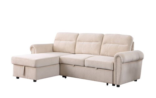 Ashton - Reversible Sleeper Sectional Sofa Chaise - Beige