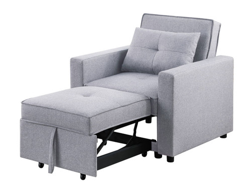 Zoey - Convertible Sleeper Chair With Side Pocket - Light Gray