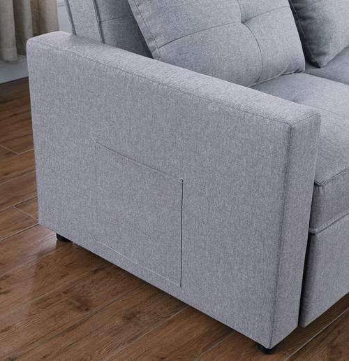 Zoey - Convertible Sleeper Chair With Side Pocket - Light Gray