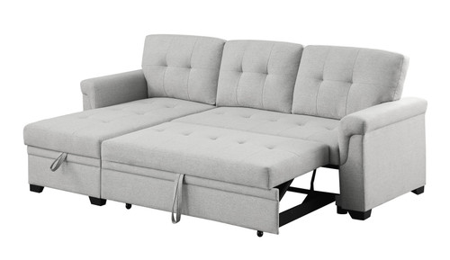 Sierra - Reversible Sleeper Sectional Sofa With Storage Chaise - Light Gray