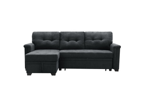 Kinsley - Sleeper Sectional Sofa Chaise With USB Charger And Tablet Pocket - Dark Gray