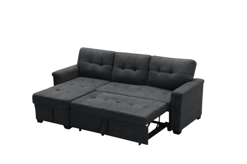 Kinsley - Sleeper Sectional Sofa Chaise With USB Charger And Tablet Pocket - Dark Gray