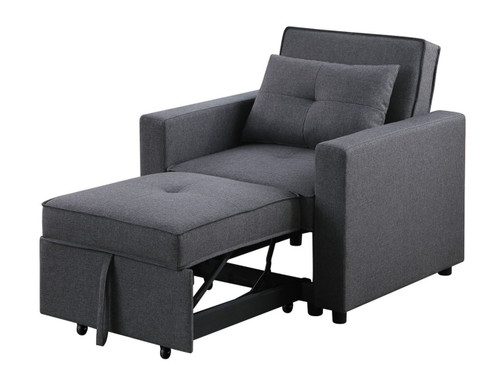 Zoey - Convertible Sleeper Chair With Side Pocket - Dark Gray
