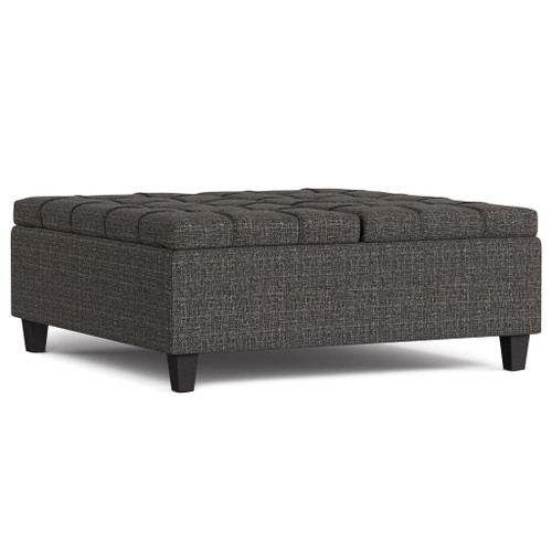 Harrison - Large Square Coffee Table Storage Ottoman - Ebony