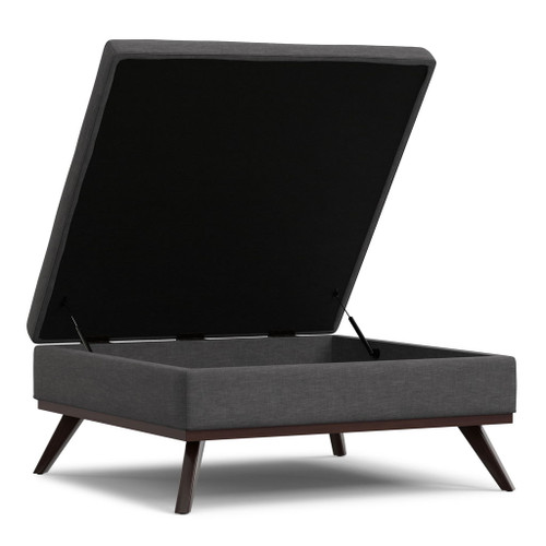 Owen - Extra Large Square Coffee Table Storage Ottoman - Gray