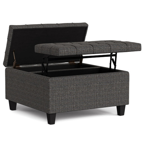 Harrison - Small Square Coffee Table Storage Ottoman - Ebony