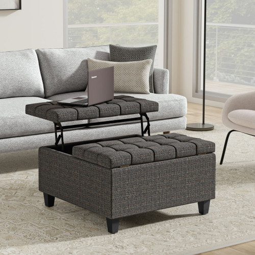 Harrison - Small Square Coffee Table Storage Ottoman - Ebony