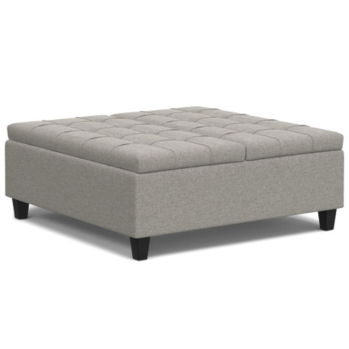 Harrison - Large Square Coffee Table Storage Ottoman - Gray