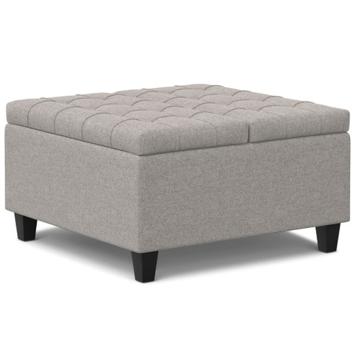 Harrison - Multifunctional Small Square Coffee Table Storage Ottoman - Gray