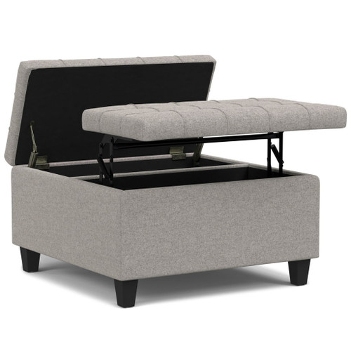 Harrison - Multifunctional Small Square Coffee Table Storage Ottoman - Gray
