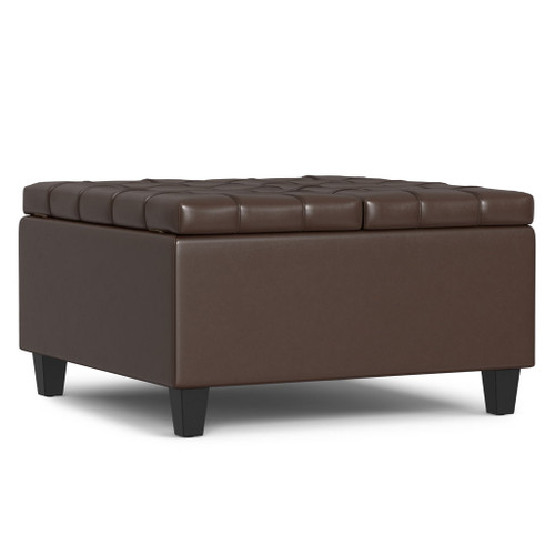 Harrison - Small Square Coffee Table Storage Ottoman - Brown