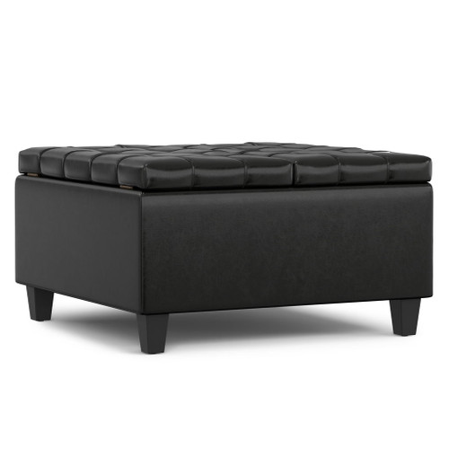Harrison - Small Square Coffee Table Storage Ottoman - Black