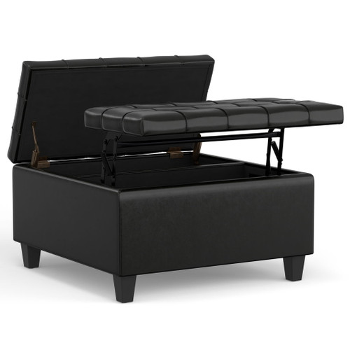 Harrison - Small Square Coffee Table Storage Ottoman - Black