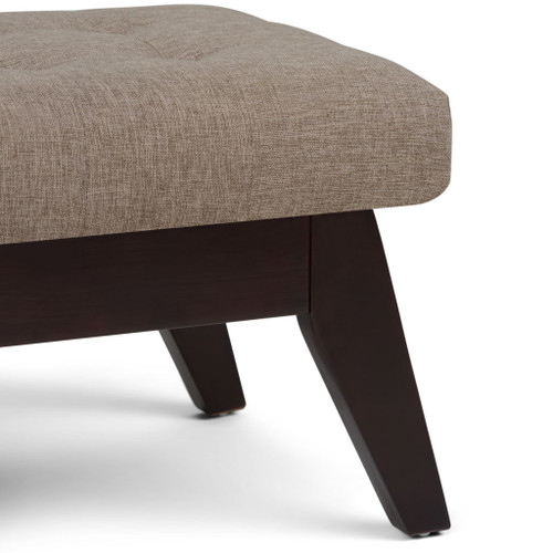 Draper - Mid Century Tufted Ottoman Bench - Fawn Brown