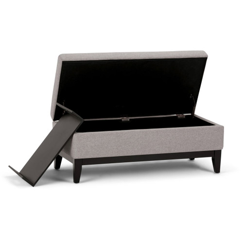 Oregon - Storage Ottoman Bench With Tray - Cloud Gray