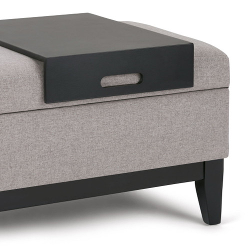 Oregon - Storage Ottoman Bench With Tray - Cloud Gray