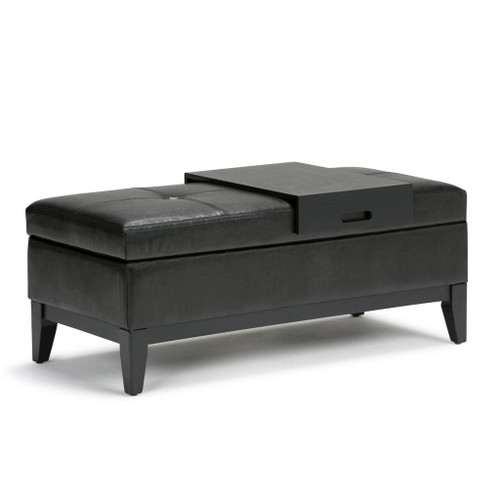 Oregon - Storage Ottoman Bench With Tray - Midnight Black
