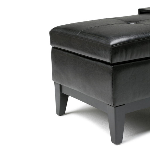 Oregon - Storage Ottoman Bench With Tray - Midnight Black