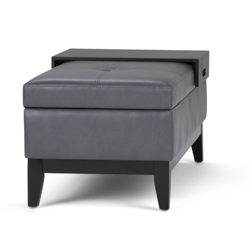 Oregon - Storage Ottoman Bench With Tray - Stone Gray