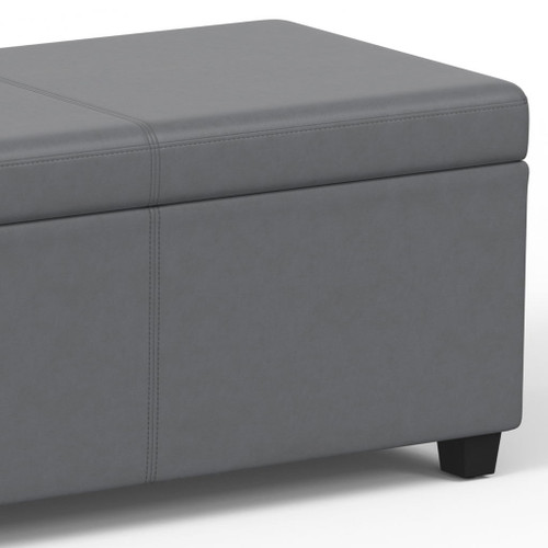 Avalon - Extra Large Storage Ottoman Bench - Stone Gray