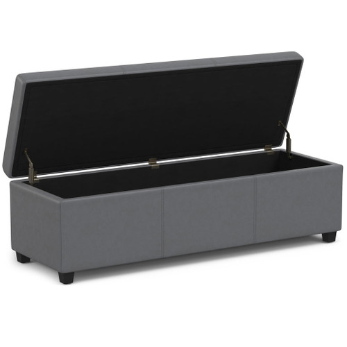 Avalon - Extra Large Storage Ottoman Bench - Stone Gray