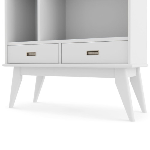 Draper - Mid Century Wide Bookcase And Storage Unit - White