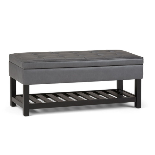 Cosmopolitan - Storage Ottoman Bench With Open Bottom - Stone Gray