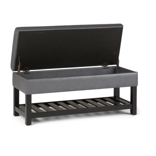 Cosmopolitan - Storage Ottoman Bench With Open Bottom - Stone Gray