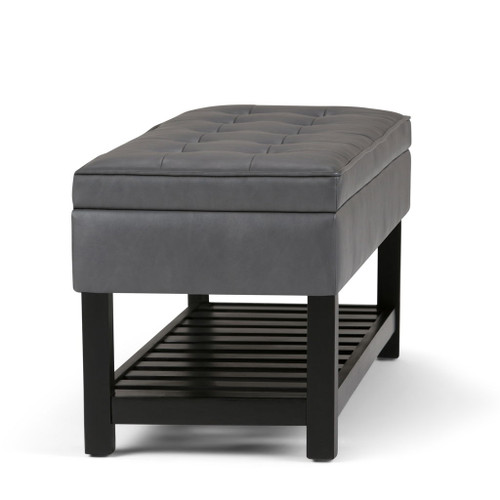 Cosmopolitan - Storage Ottoman Bench With Open Bottom - Stone Gray