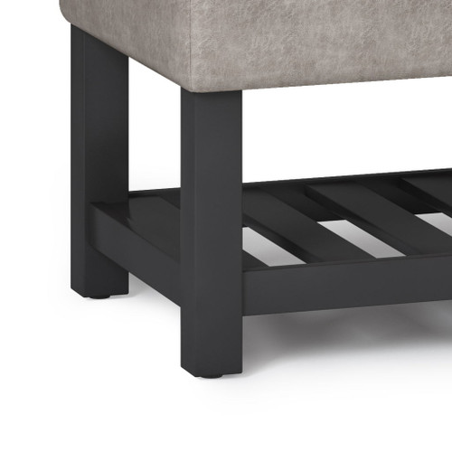 Cosmopolitan - Storage Ottoman Bench With Open Bottom - Distressed Gray Taupe