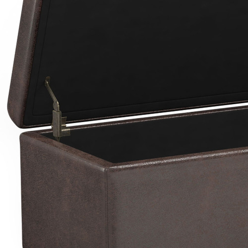 Avalon - Extra Large Storage Ottoman Bench - Distressed Brown