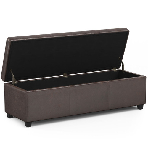 Avalon - Extra Large Storage Ottoman Bench - Distressed Brown
