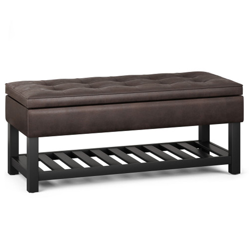 Cosmopolitan - Storage Ottoman Bench With Open Bottom - Distressed Brown