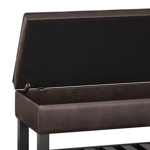 Cosmopolitan - Storage Ottoman Bench With Open Bottom - Distressed Brown