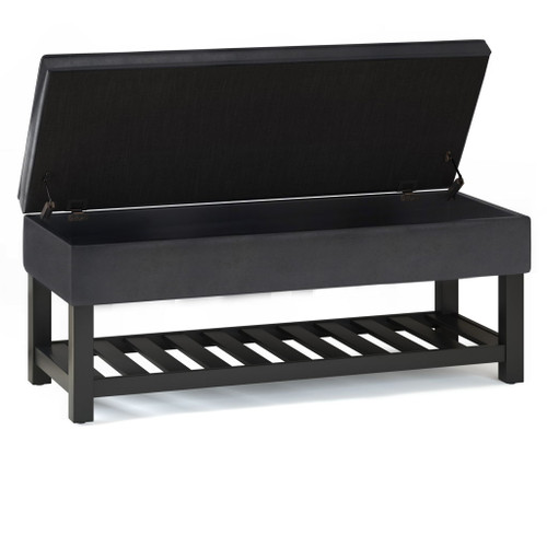 Cosmopolitan - Storage Ottoman Bench With Open Bottom - Distressed Black